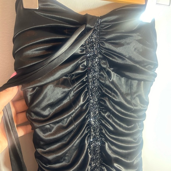 B DARLIN. Brand size 5/6 silky ruffles, neck tie, flapper style black dress - Picture 2 of 7